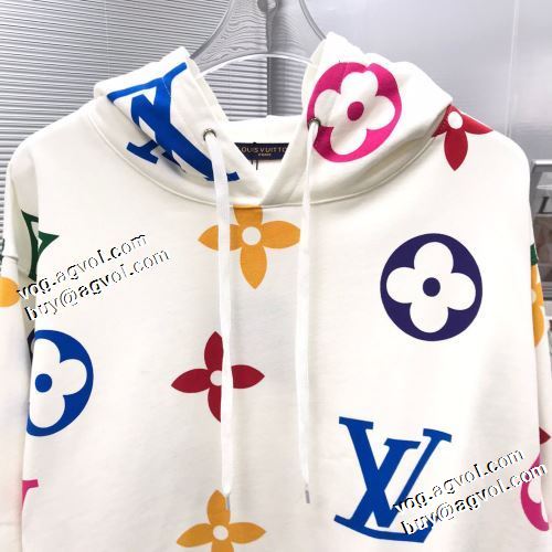 2022新作 パーカー 秋の定番 ポケットづき オリジナルプリント ルイ ヴィトン LOUIS VUITTON 2色可選 お洒落に魅せる ルイ ヴィトンスーパーコピー