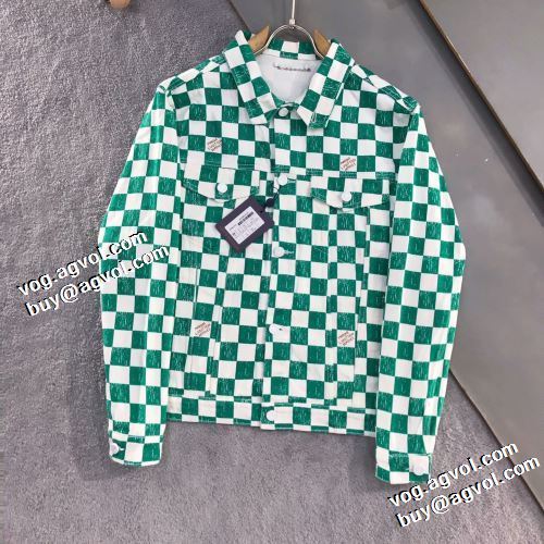 2022新作 チェック柄 スナップ止め仕様 優しい色合い 上質 ルイ ヴィトン LOUIS VUITTON デニムジャケット コート 希少価値大！ルイ ヴィトンブランド コピー