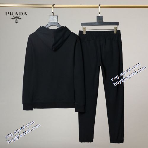 お洒落に魅せる ポップ 2021秋冬 プラダスーパーコピー プラダ PRADA 個性的なデザ ジャージセット 帽子付き スタイリッシュ 2色可選 
