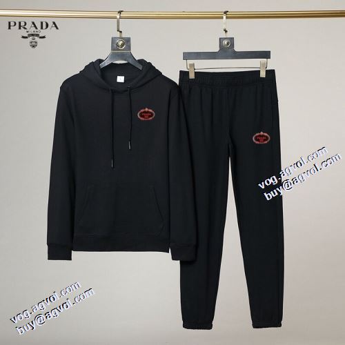 プラダ PRADA 2色可選 超目玉 プラダコピー 2021秋冬 ロゴパーカー もっとも高い人気を誇る  セットアップ上下 帽子付き 風合いの出る