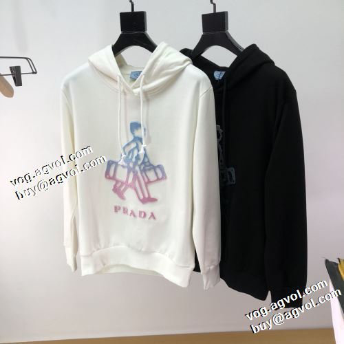 2021秋冬 パーカー 人気ブランド プラダ PRADA 2色可選 プラダブランド 偽物 通販 プリントパーカ 秋の定番 スタイリッシュ