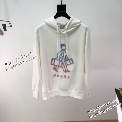 2021秋冬 パーカー 人気ブランド プラダ PRADA 2色可選 プラダブランド 偽物 通販 プリントパーカ 秋の定番 スタイリッシュ