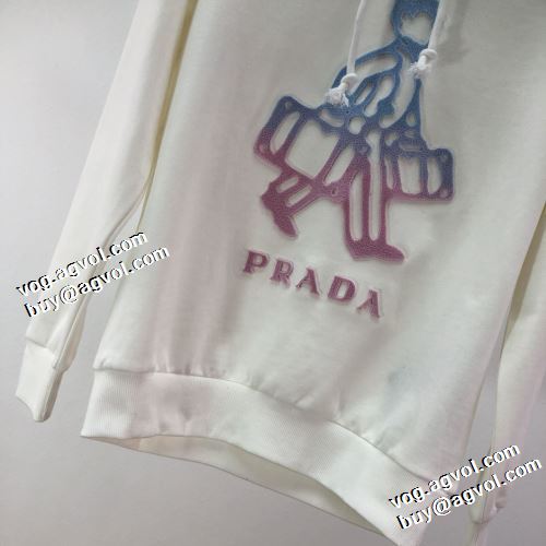 2021秋冬 パーカー 人気ブランド プラダ PRADA 2色可選 プラダブランド 偽物 通販 プリントパーカ 秋の定番 スタイリッシュ