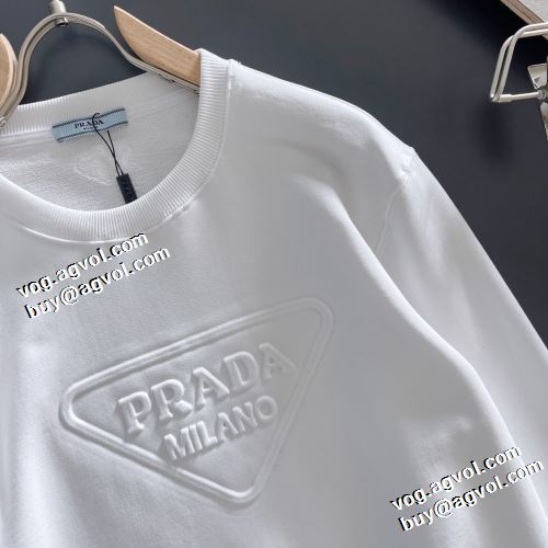 ビンテージ感ある ロゴパーカー 2021秋冬 プラダ PRADA 落ち着いた質感 プルオーバーパーカー 2色可選 プラダ偽物ブランド