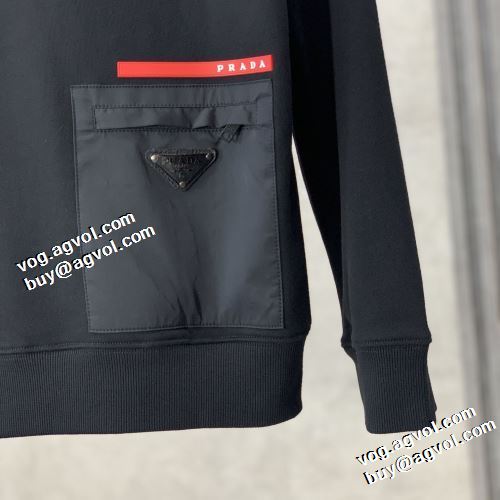 ロゴパーカー 2021秋冬 プラダブランド コピー 2色可選 プラダ PRADA 数に限りがある プルオーバーパーカー 定番無地パーカー