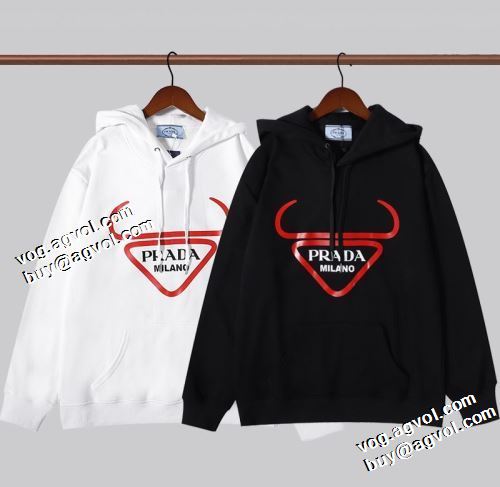 パーカー 2021秋冬 プラダ PRADA スタイリッシュ ファッション 人気 プラダコピー 2色可選 おしゃれさ抜群パーカ