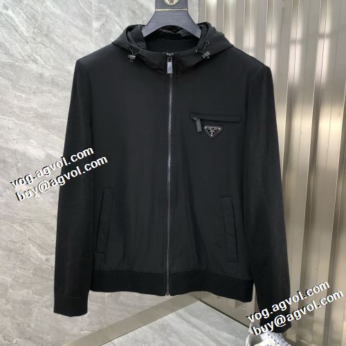 プラダスーパーコピー 堪能できるコート ジャケット 2021秋冬 人気ブランド プラダ PRADA ポケット付 フード付きコート 