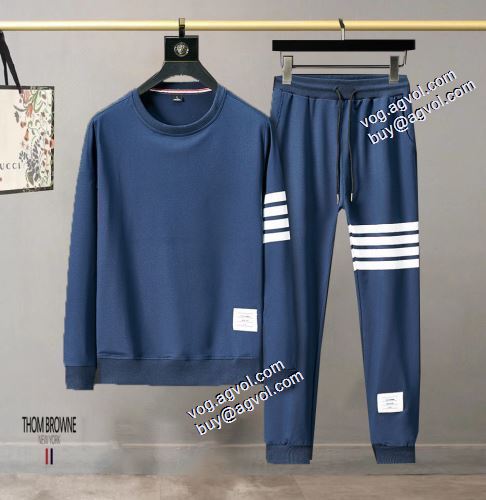 2021秋冬 トムブラウン シンプルなデザイン THOM BROWNE トムブラウンブランド 偽物 通販 超目玉 セットアップ上下 3色可選 風合いの出る 