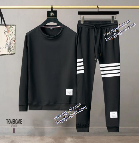 2021秋冬 トムブラウン シンプルなデザイン THOM BROWNE トムブラウンブランド 偽物 通販 超目玉 セットアップ上下 3色可選 風合いの出る 