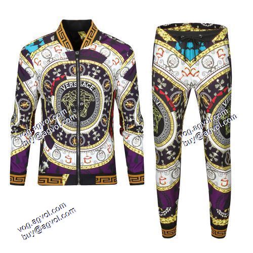 人目を惹くデザイン 2021秋冬 ヴェルサーチVERSACE セットアップ上下 花プリントデザインジャケット ヴェルサーチコピー ブランド