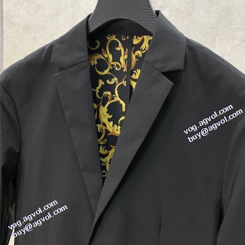 2021秋冬 ヴェルサーチVERSACE スーツ レジャー 耐久性のある ヴェルサーチコピーブランド 艶やかなコート 肩パッド付