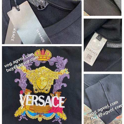 2色可選 プルオーバーパーカー リブ付 厚手の生地 防寒 2022早春 ヴェルサーチVERSACE ロゴパーカー ヴェルサーチブランドスーパーコピー
