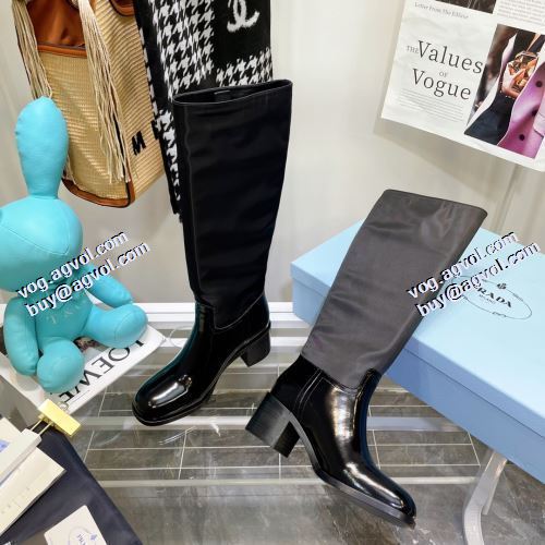 プラダコピー 2021秋冬 プラダ PRADA レザーシューズ靴  汚れも目立ちにくい バックル ロングブーツ 紐なし一番人気の新作はこれ