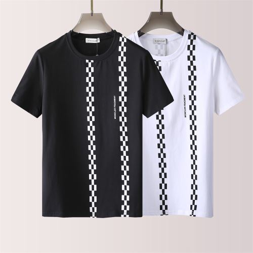 モンクレールコピーブランド 耐久性のある 千鳥格子 半袖Tシャツ 綿/コットン 2022新作 2色可選 シンプル 着心地満点