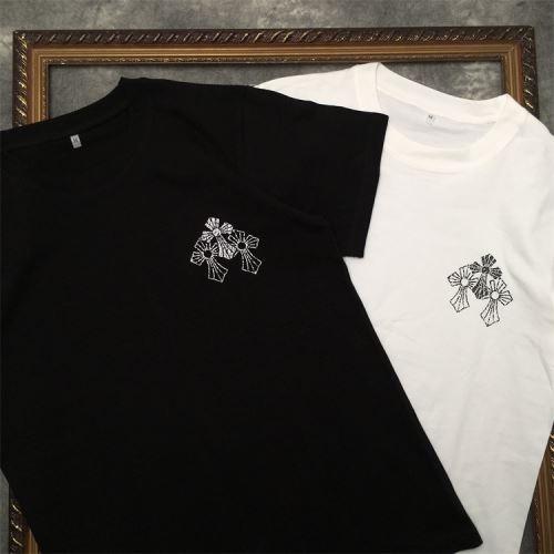 2022新作 クロムハーツブランド コピー 男女兼用 2色可選 ラウンドネック 半袖Tシャツ プリント 収縮性のある 優しいフィット感 スタイリッシュな印象