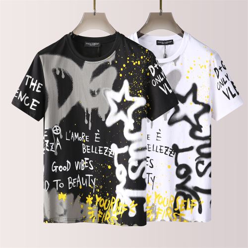 2022新作 2色可選 プリント 半袖Tシャツ 通気性に優れた レイヤード風/重ね着風 超目玉 サイズ豊富 ドルチェ&ガッバーナスーパーコピー