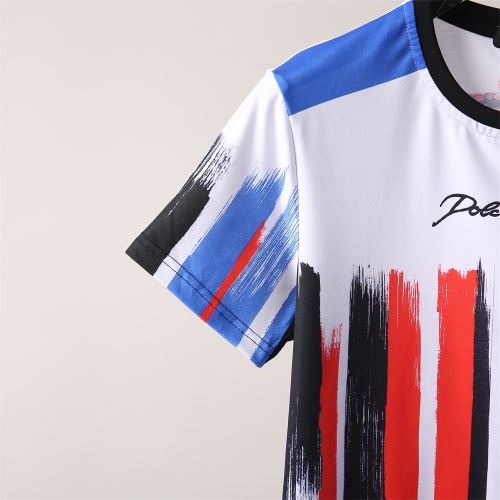 2022新作 プリント 半袖Tシャツ ストライプ バリエーションに富む 海外セレブ愛用 吸汗性に優れ ドルチェ&ガッバーナ偽物ブランド