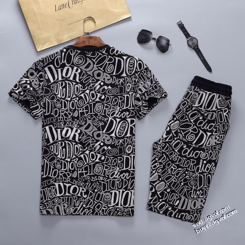 ラウンドネック 自然な肌触り 吸汗速乾 2022新作 半袖Tシャツ セットアップ上下 ディオール DIOR プリント レジャー ディオールスーパーコピー 2色可選 極上の着心地
