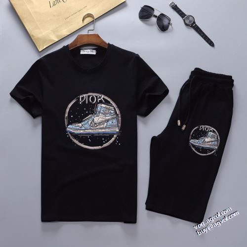 サイズ豊富 2色可選 半袖Tシャツ セットアップ上下 通気性に優れた 2022新作 ディオール DIOR 刺繍使い 着心地満点 着回し度抜群 ディオールブランドスーパーコピー