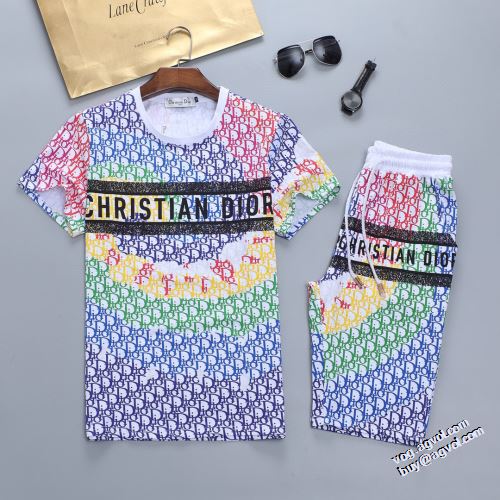 2色可選 魅力ファッション 2022新作 ディオール DIOR 半袖Tシャツ セットアップ上下 ディオールブランド 偽物 通販通気性に優れた カジュアル
