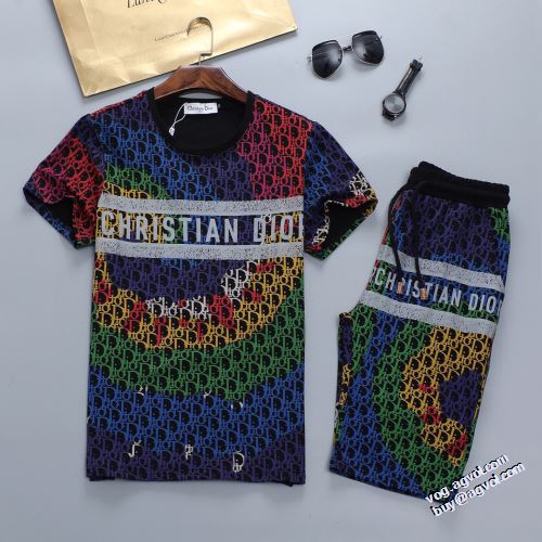 2色可選 魅力ファッション 2022新作 ディオール DIOR 半袖Tシャツ セットアップ上下 ディオールブランド 偽物 通販通気性に優れた カジュアル