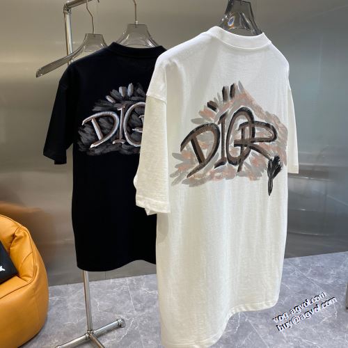 プリント 2022新作 ラウンドネック 半袖Tシャツ ディオール DIOR 2色可選 レジャー ドライ 優しいフィット感 豊富なサイズ ディオールスーパーコピー 激安