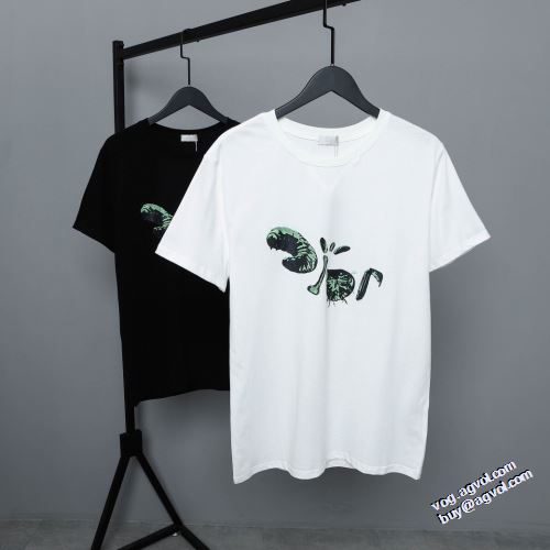 個性的 半袖Tシャツ モノクロ 2色可選 通気性に優れた ディオールコピーブランド デザイン性の高い 2022新作 ディオール DIOR 吸汗速乾