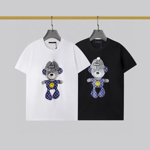 2色可選 2022新作 ラウンドネック 半袖Tシャツ 男女兼用 刺繍使い オリジナル 自然な肌触り 耐久性のある ルイ ヴィトンコピー