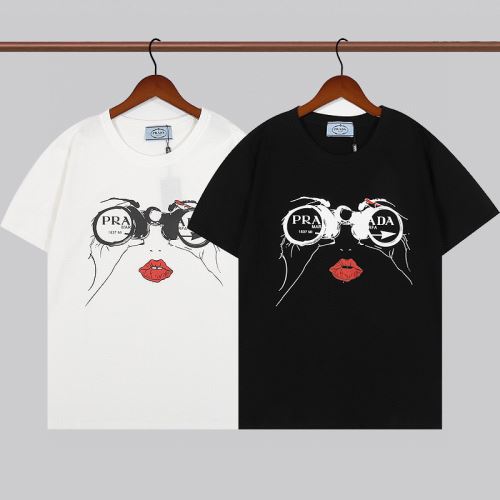 売れ筋のいい 半袖Tシャツ 2色可選 プリント 2022新作 プラダブランド 偽物 通販 ラウンドネック ラックスした雰囲気 プラダ PRADA 優しいフィット感