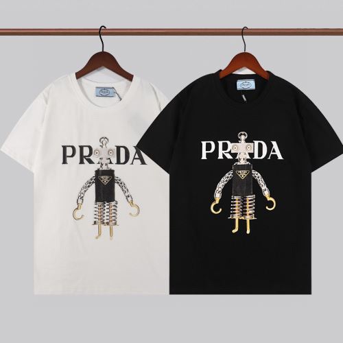 カッコいい印象を付ける プラダスーパーコピー 激安 収縮性のある プラダ PRADA 2022新作 Tシャツ 希少価値大！ラウンドネック 2色可選