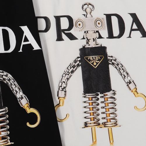 カッコいい印象を付ける プラダスーパーコピー 激安 収縮性のある プラダ PRADA 2022新作 Tシャツ 希少価値大！ラウンドネック 2色可選