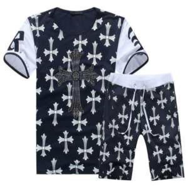 大特価 2026春夏 CHROME HEARTS クロムハーツ 半袖Tシャツ セットアップ上下 2色可選