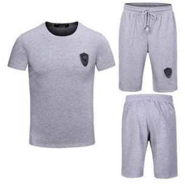 高級感演出 PHILIPP PLEIN フィリッププレイン 2026春夏 クルーネック半袖Tシャツセットアップ上下 3色可選 P018