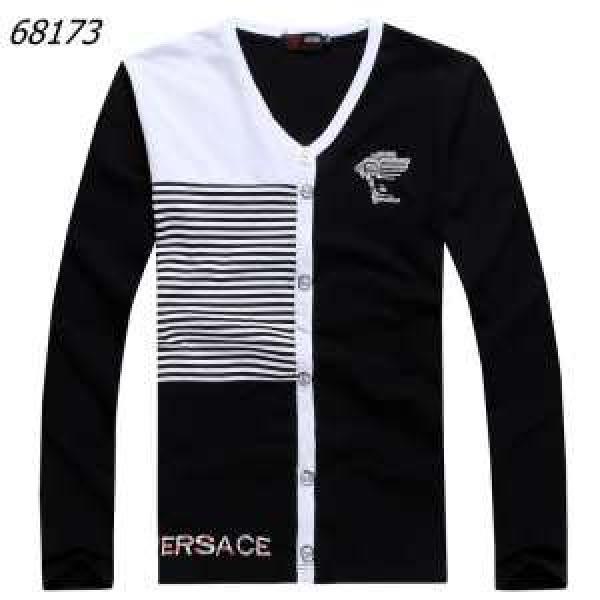 2026秋冬 SALE!今季 VERSACE ヴェルサーチ  Vネック 長袖 Tシャツ 2色可選