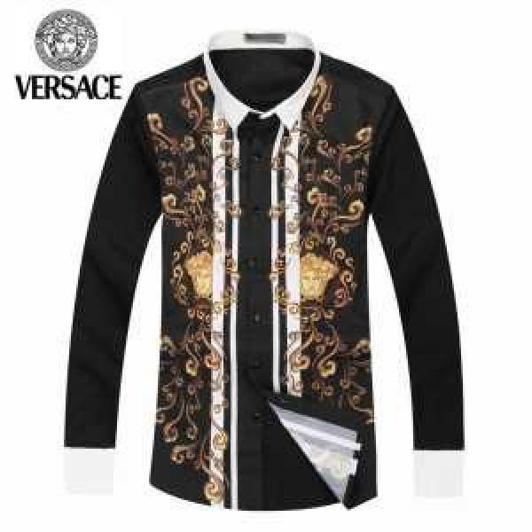カッコいい印象を付ける 2014秋冬 VERSACE ヴェルサーチ 長袖シャツ プリント
