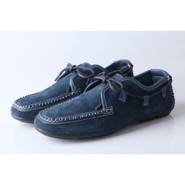 人気商品 2026-14秋冬新作 PRADA プラダ デッキシューズ スエード 靴 NAVY