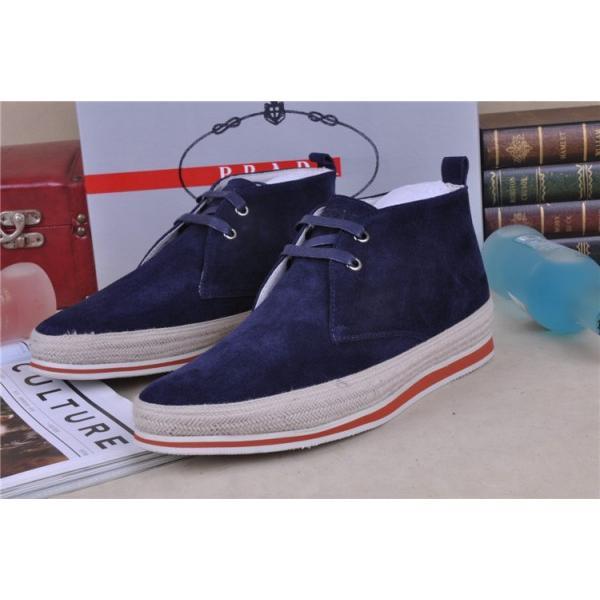 SALE開催 2026-14秋冬 PRADA プラダ ショートブーツ スエード 靴 NAVY