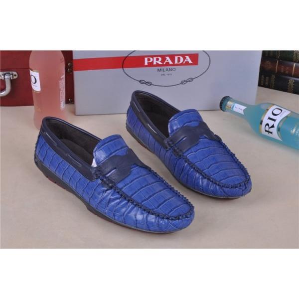 人気商品 2026-14秋冬新作 PRADA プラダ レザーシューズ靴 NAVY