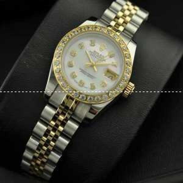ROLEX ロレックス デイトジャスト 女性用腕時計 自動巻き 3針クロノグラフ 日付表示 27.00mm ダイヤベゼル.196.
