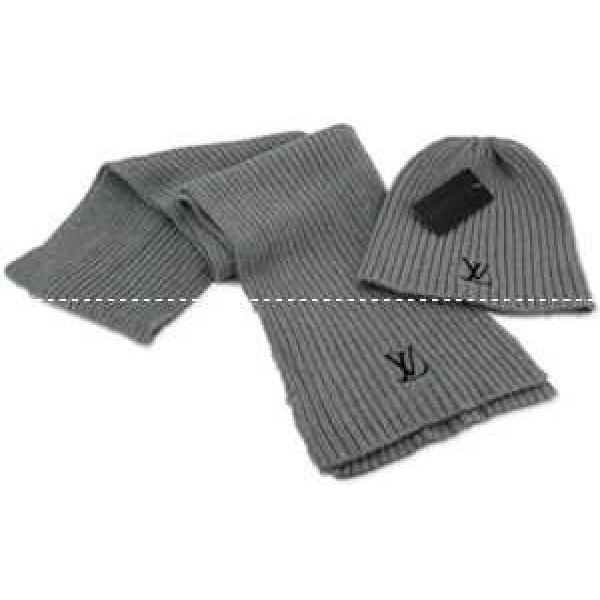 SALE!今季 VUITTON ルイ ヴィトン マフラー  2026-14秋冬新作 グレー 帽子 マフラーセット