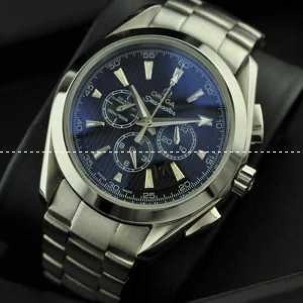 OMEGA オメガ 日本製クオーツ 6針クロノグラフ メンズ腕時計 日付表示 月付表示 ステンレス サファイヤクリスタル風防.194.