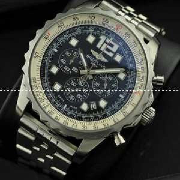 日本製クオーツVK 6針 ブライトリング★BREITLING メンズ腕時計 回転ベゼル 日付表示 夜光効果　ステンレス.202.