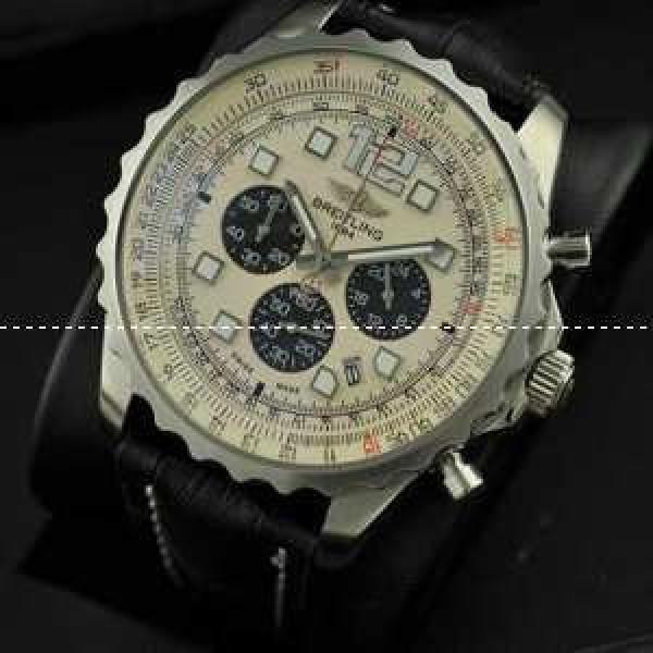 日本製クオーツVK ブライトリング★BREITLING メンズ腕時計 日付表示 夜光効果　レザー.202.
