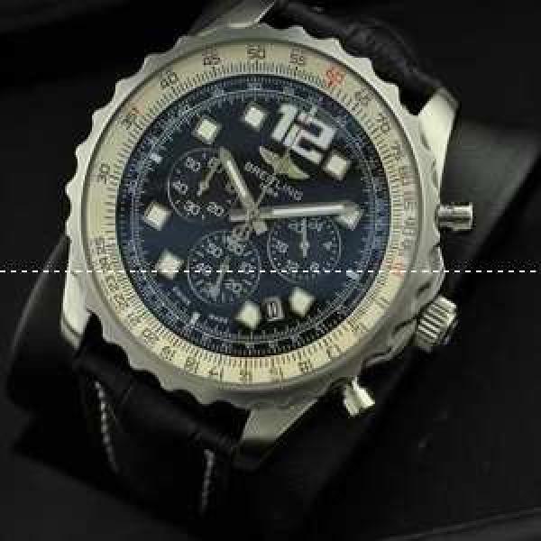 ブライトリング★BREITLING メンズ腕時計 日本製クオーツVK 日付表示 夜光効果　レザー.202.