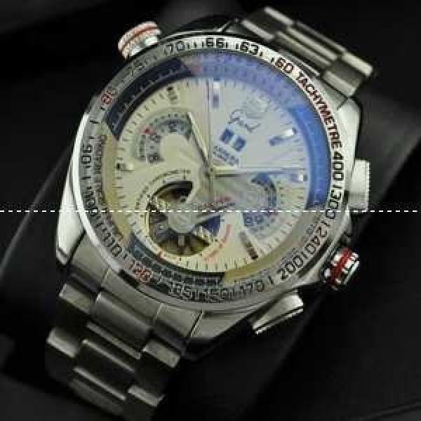 自動巻き Tourbillon タグホイヤー【TAG HEUER】 メンズ腕時計 日付表示 月付表示 45.45mm ステンレス シルバー.208.