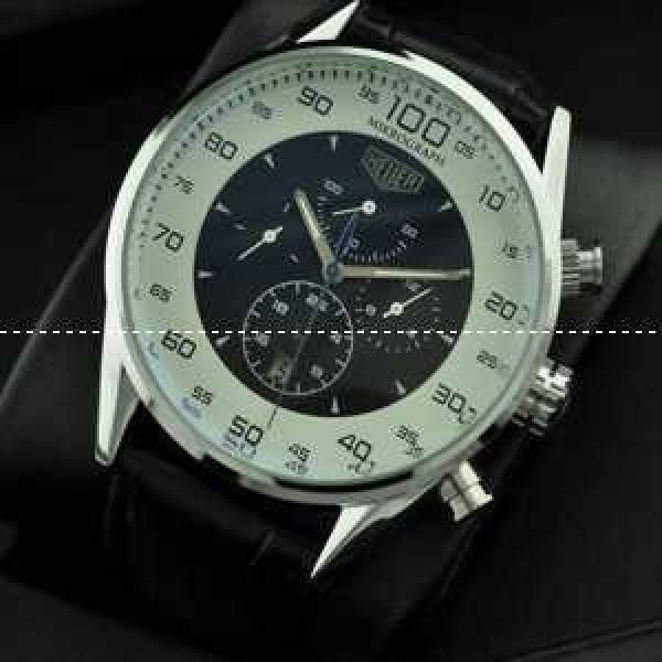 自動巻き 6針クロノグラフ タグホイヤー【TAG HEUER】 メンズ腕時計 日付表示 月付表示 44.15mm レザー.208.