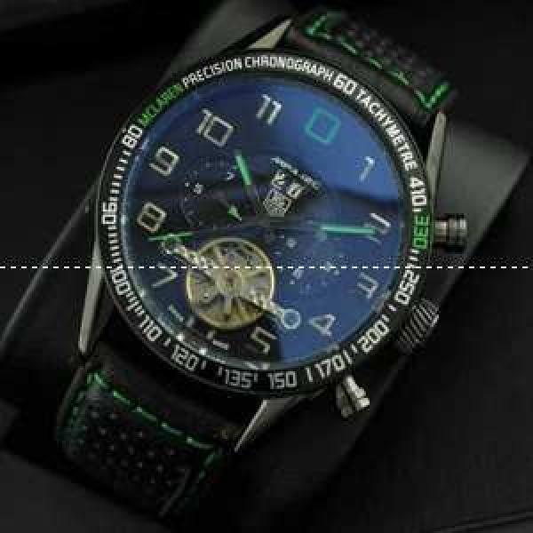 自動巻き タグホイヤー【TAG HEUER】 メンズ腕時計 Tourbillon トゥールビヨン日付表示 レザー 43.15mm BLACK.208.