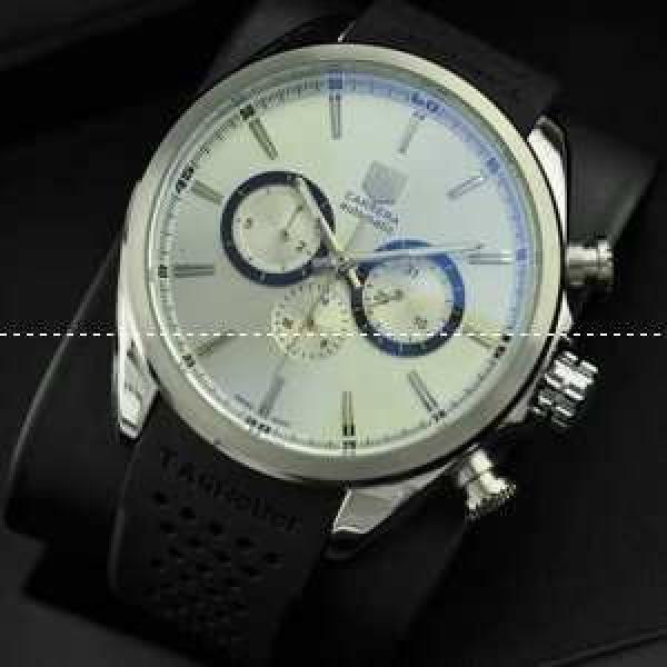 タグホイヤー【TAG HEUER】メンズ腕時計 6針クロノグラフ 日付表示 ホワイト ケース 46.20mm.208.