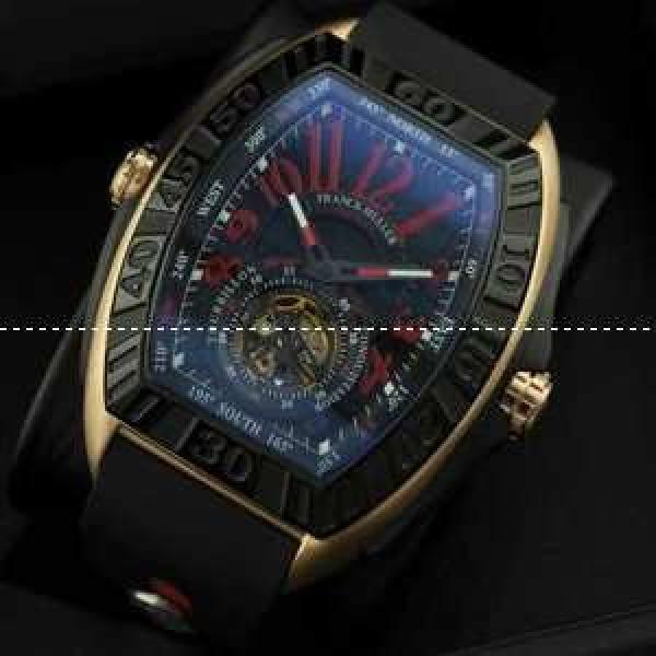 自動巻き 2針 Tourbillon トゥールビヨン FRANCK MULLER フランクミュラー メンズ腕時計 夜光効果 レザー BLACK.212.