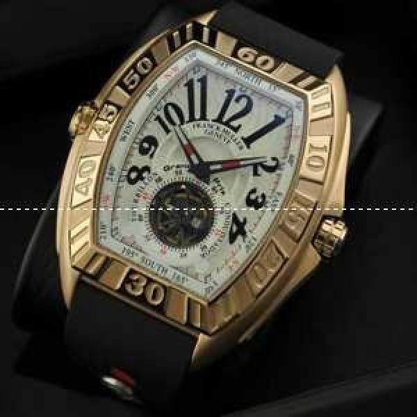 自動巻き 2針 Tourbillon トゥールビヨン FRANCK MULLER フランクミュラー メンズ腕時計 白文字盤 レザー.212.